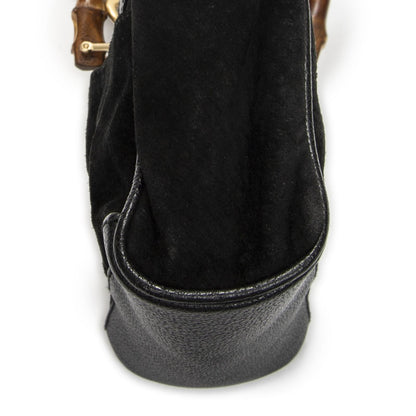 Gucci Vintage Mini Bamboo Tote Black Suede Leather — view 8