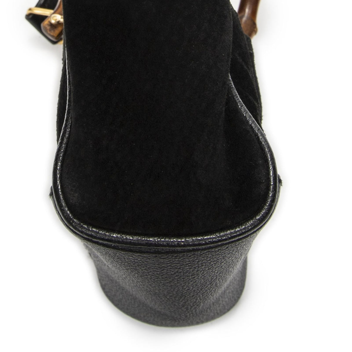 Gucci Vintage Mini Bamboo Tote Black Suede Leather — view 7