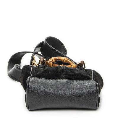 Gucci Vintage Mini Bamboo Tote Black Suede Leather — view 6