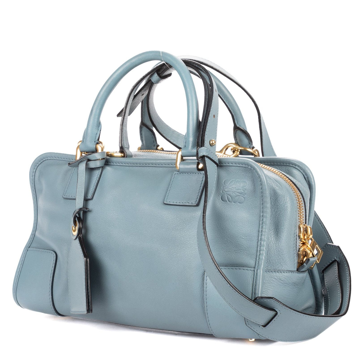 Loewe Amazona Light Blue Grain Calfskin Leather Shoulder Bag — view 2