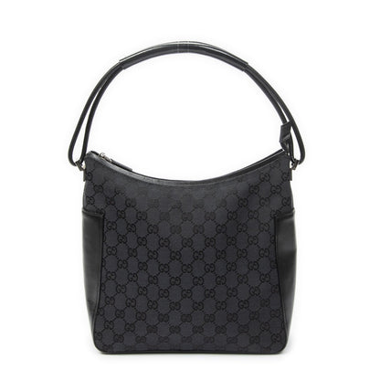 Gucci Zip Shoulder Hobo Black GG Canvas