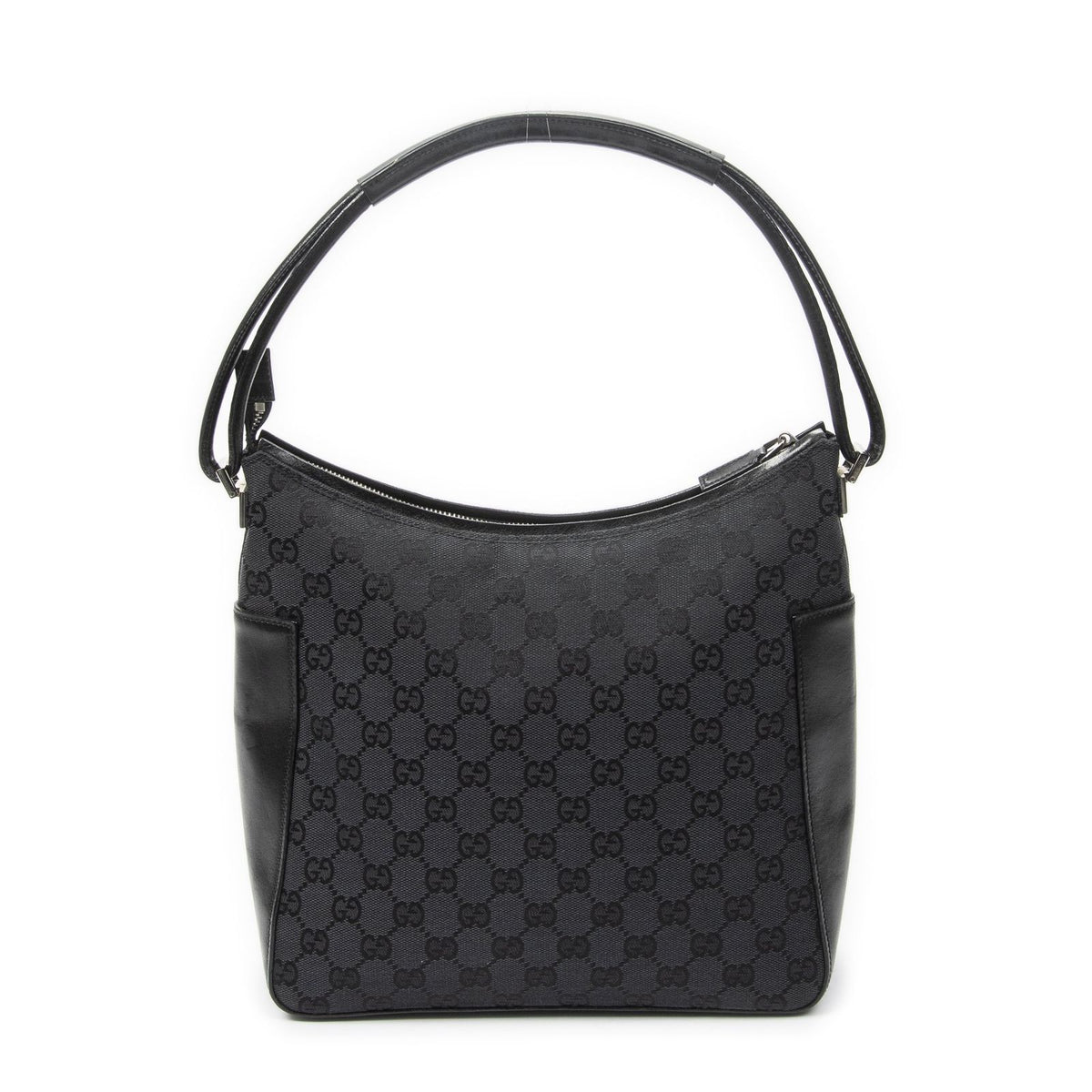 Gucci Zip Shoulder Hobo Black GG Canvas — view 5