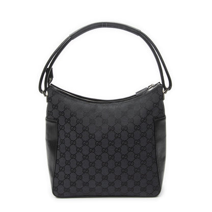 Gucci Zip Shoulder Hobo Black GG Canvas — view 5