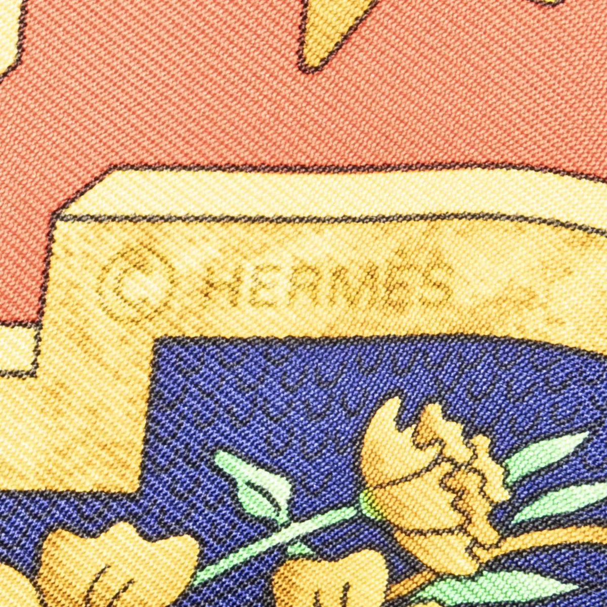 Hermes Scarf Navy Gold Red Twill Silk — view 4