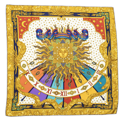 Hermes Scarf Navy Gold Red Twill Silk — view 2