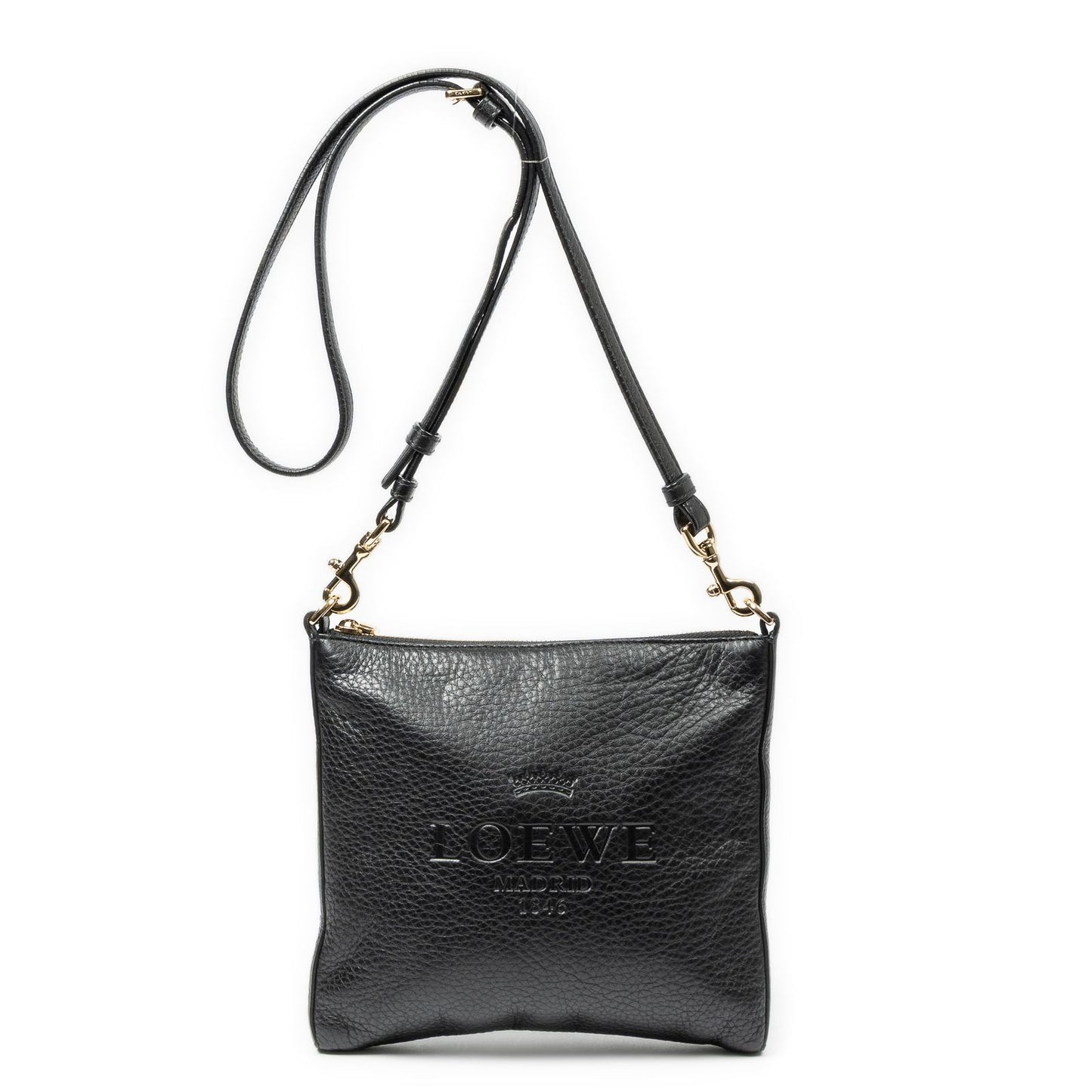 Loewe Mini Heritage Square Cross Belt Bag Black Grain Calfskin Leather