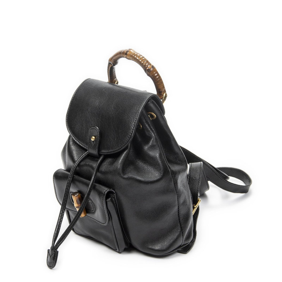 Gucci Mini Bamboo Backpack Black Calfskin Leather — view 2