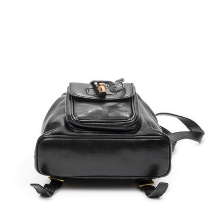 Gucci Mini Bamboo Backpack Black Calfskin Leather — view 6