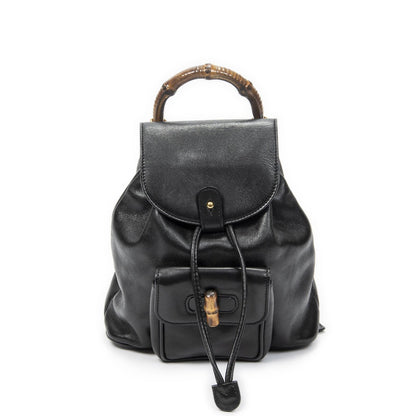 Gucci Mini Bamboo Backpack Black Calfskin Leather