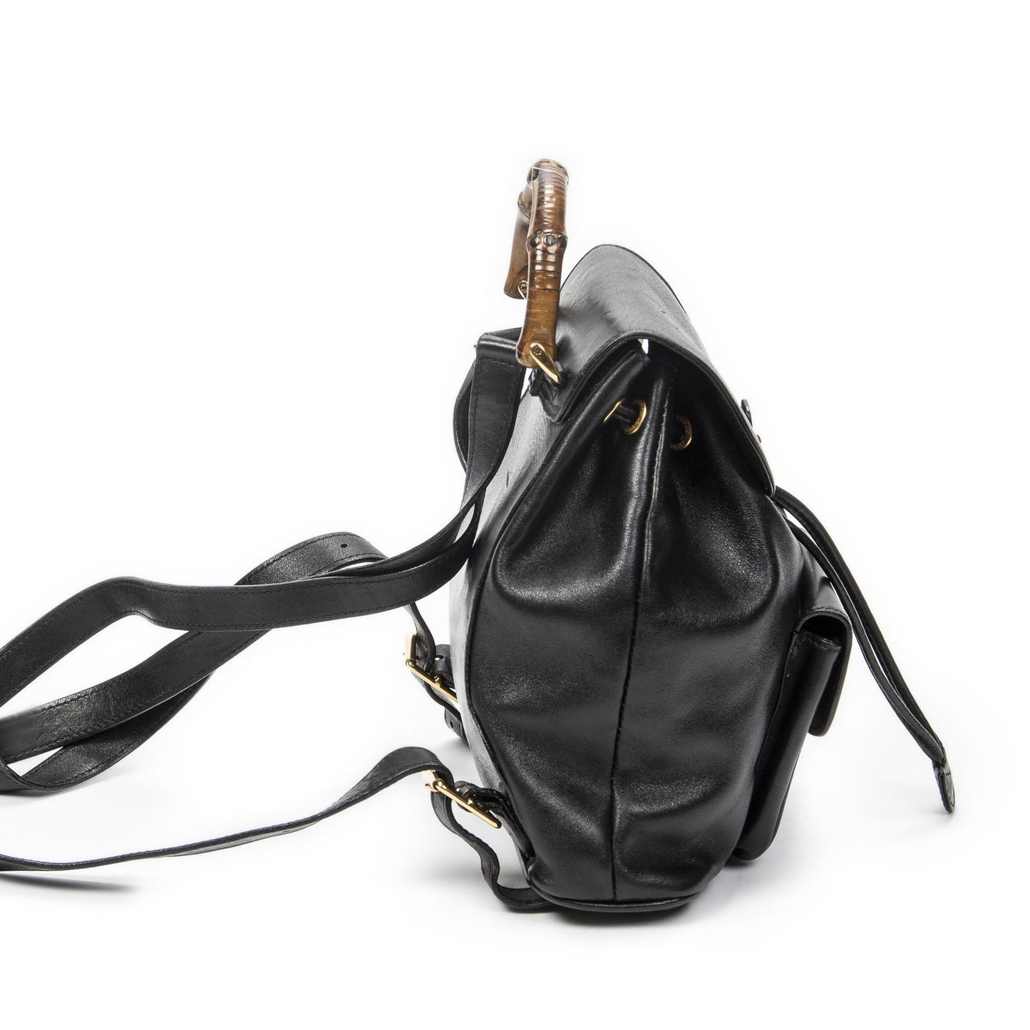 Gucci Mini Bamboo Backpack Black Calfskin Leather — view 4