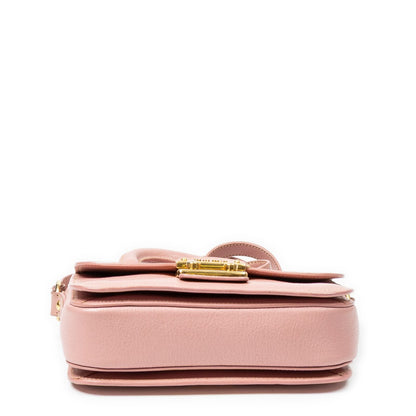 Miu Miu Mini Push Lock Top Handle Cross Belt Bag Pink Madras Leather — view 6