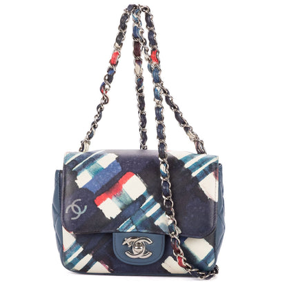 Chanel Limited Edition Mini Airlines Classic Corner Wear Flap Bag Blue White