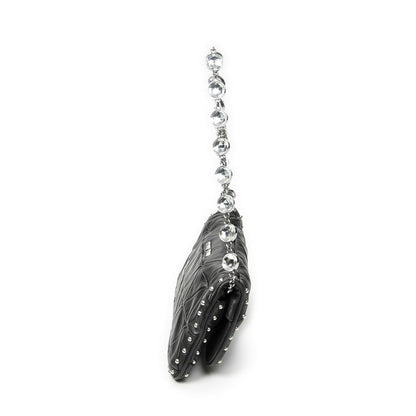 Miu Miu Studded Crystal Chain Clutch Black Matelasse Calfskin — view 4