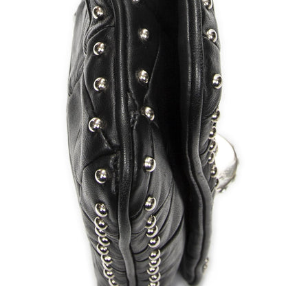 Miu Miu Studded Crystal Chain Clutch Black Matelasse Calfskin — view 7