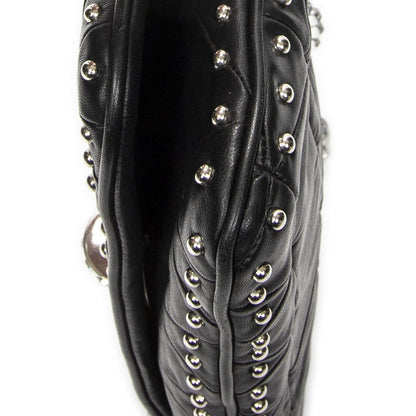 Miu Miu Studded Crystal Chain Clutch Black Matelasse Calfskin — view 8