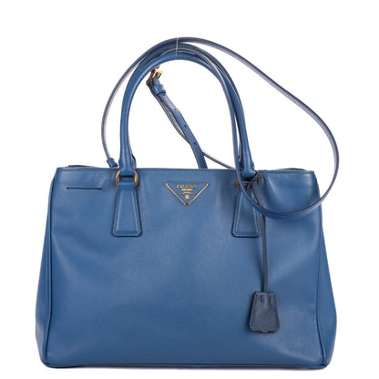 Prada Medium Garda Tote Blue Saffiano Lux Leather