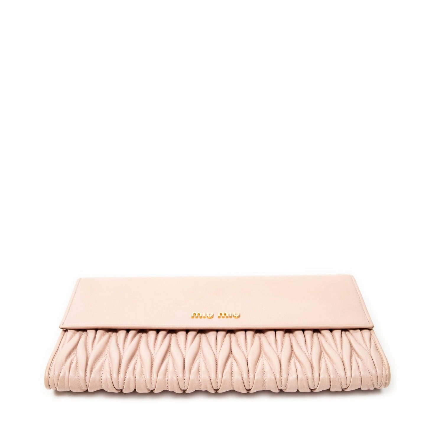 Miu Miu Large Flap Clutch Wallet Light Pink Nappa Matelasse Leather — view 3