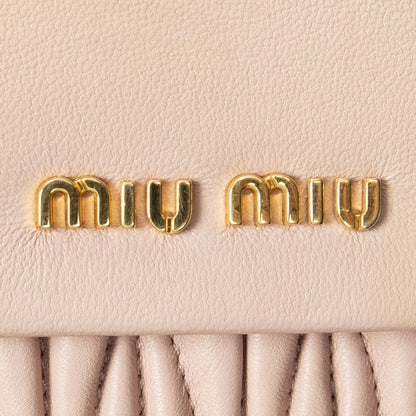 Miu Miu Large Flap Clutch Wallet Light Pink Nappa Matelasse Leather — view 5