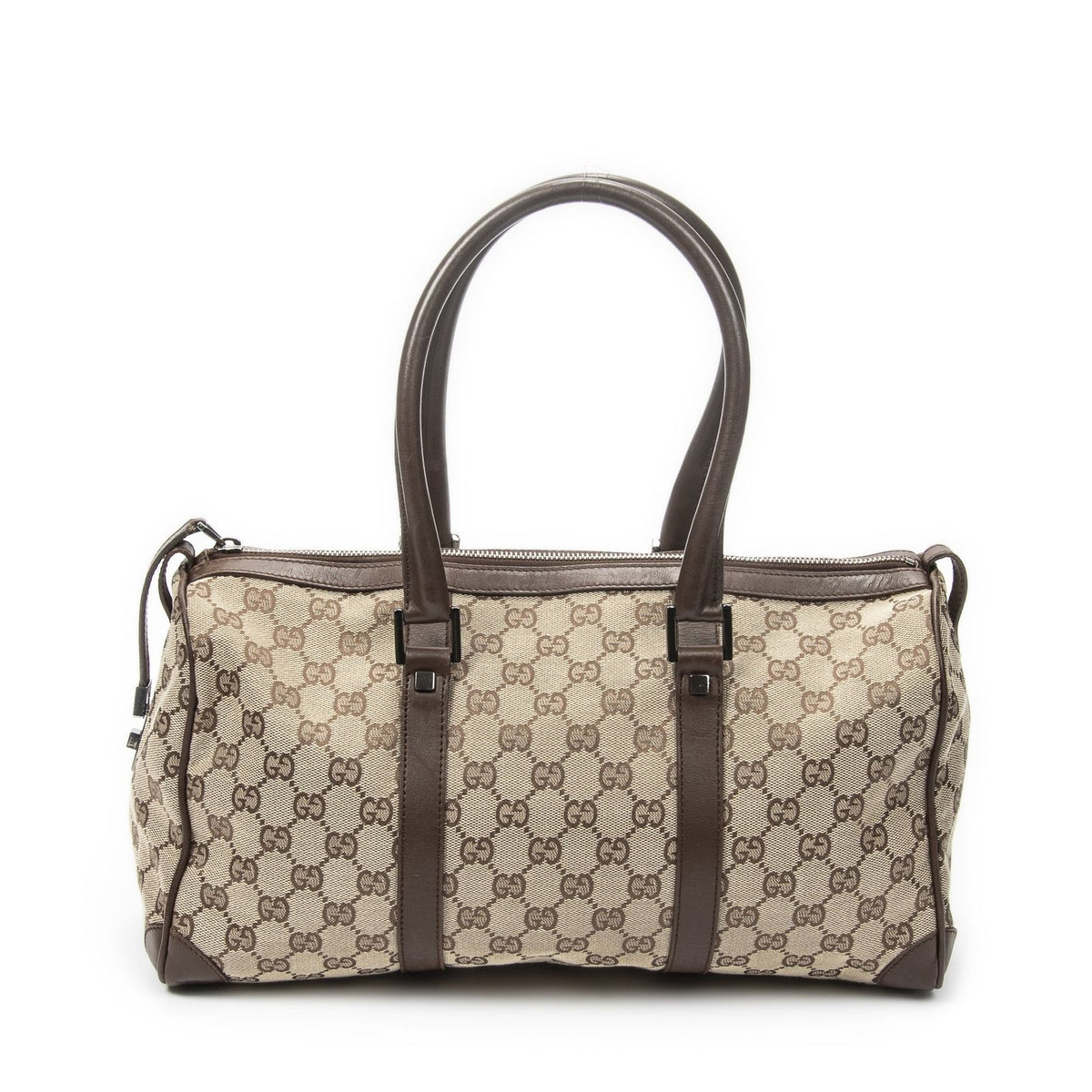 Gucci Small Boston Brown Beige GG Canvas Shoulder Bag — view 5