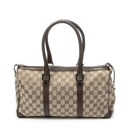 Gucci Small Boston Brown Beige GG Canvas Shoulder Bag