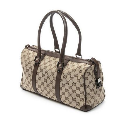 Gucci Small Boston Brown Beige GG Canvas Shoulder Bag — view 2