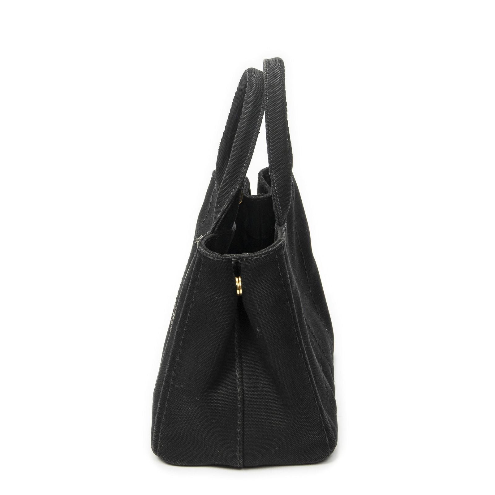 Prada Canapa Small Tote Black Canvas — view 3