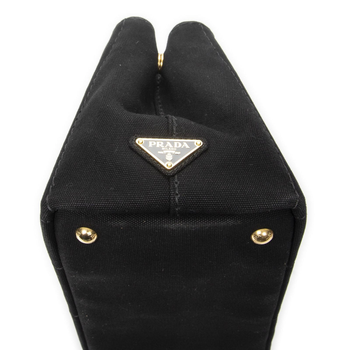 Prada Canapa Small Tote Black Canvas — view 7