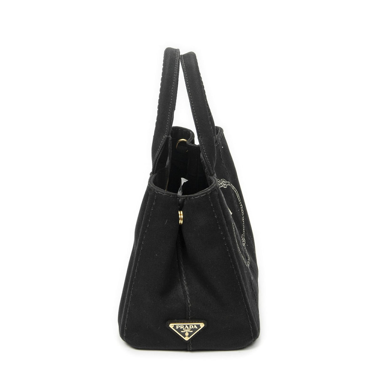 Prada Canapa Small Tote Black Canvas — view 4