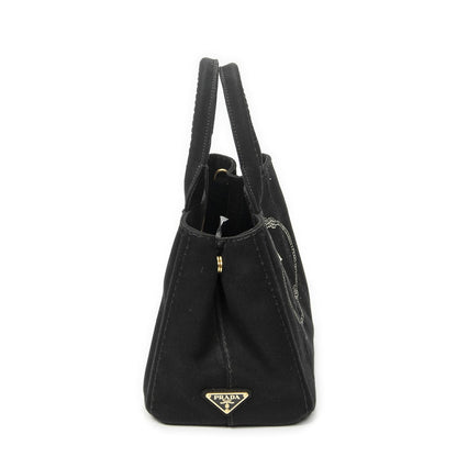 Prada Canapa Small Tote Black Canvas — view 4