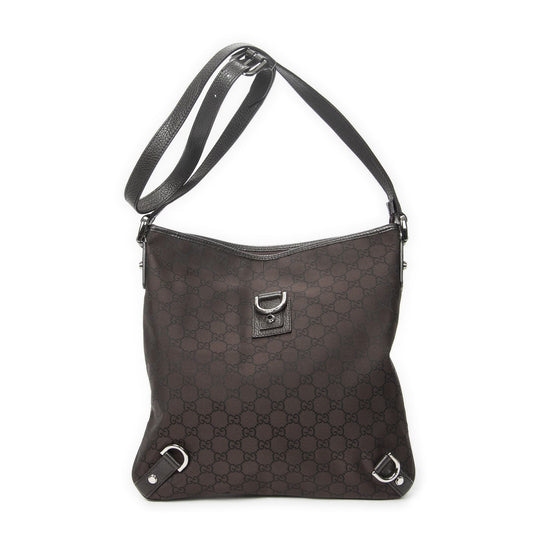 Gucci Abbey D Ring Crossbody Dark Brown GG Nylon Canvas
