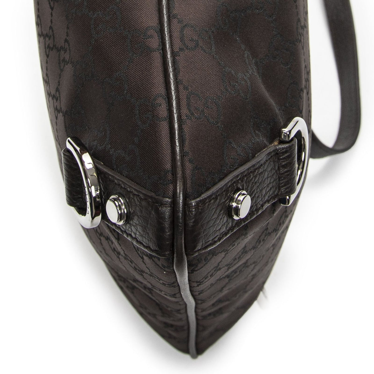 Gucci Abbey D Ring Crossbody Dark Brown GG Nylon Canvas — view 8