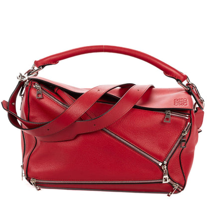 Loewe Medium Puzzle Bag Red Spike Calfskin Leather