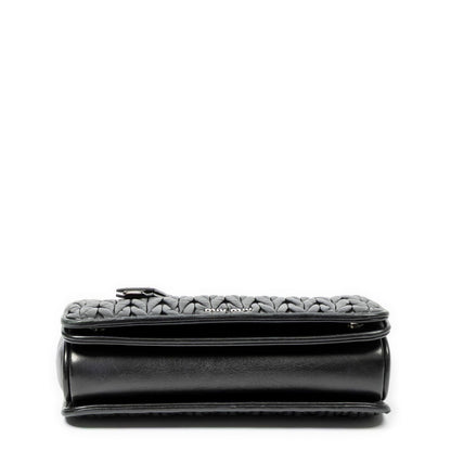 Miu Miu Medium Club Chain Flap Bag Black Nappa Matelasse Leather — view 6