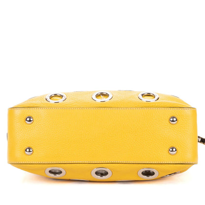 Prada Small Grommet Canapa Tote Yellow Vitello Daino — view 6