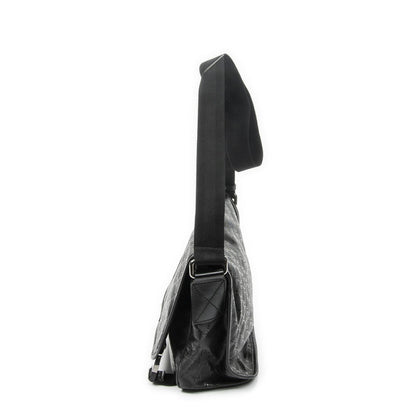 Gucci Double Buckle Flap Messenger Bag Black Guccissima Imprint Canvas — view 3