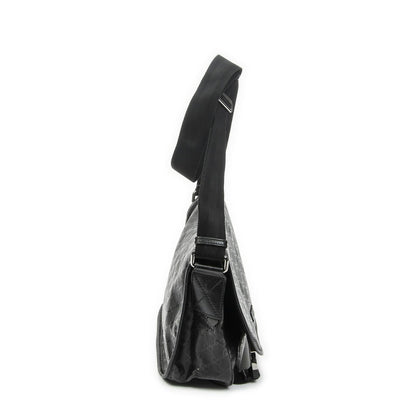 Gucci Double Buckle Flap Messenger Bag Black Guccissima Imprint Canvas — view 4