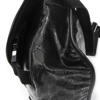 Gucci Double Buckle Flap Messenger Bag Black Guccissima Imprint Canvas — view 8