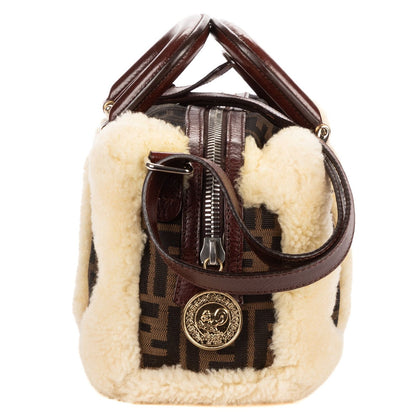 Fendi Vintage Boston Dark Brown Sheep Shoulder Bag — view 3