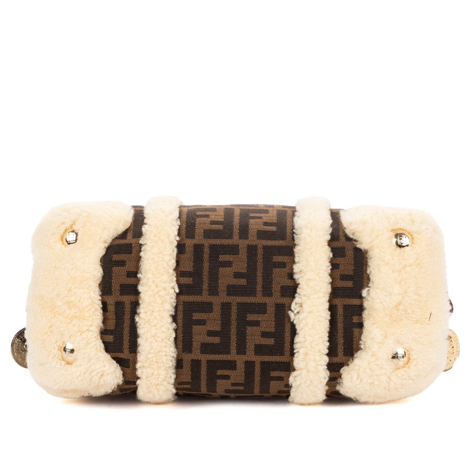 Fendi Vintage Boston Dark Brown Sheep Shoulder Bag — view 6