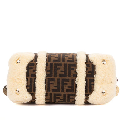 Fendi Vintage Boston Dark Brown Sheep Shoulder Bag — view 6