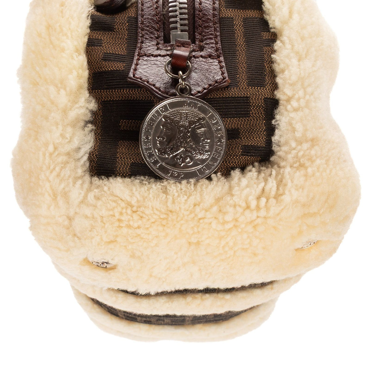 Fendi Vintage Boston Dark Brown Sheep Shoulder Bag — view 8