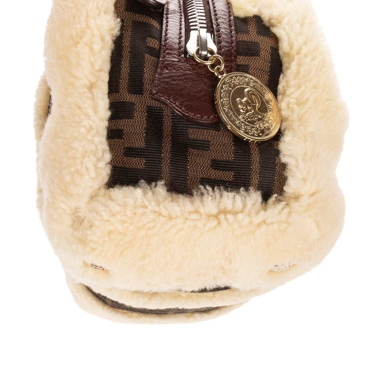 Fendi Vintage Boston Dark Brown Sheep Shoulder Bag — view 7