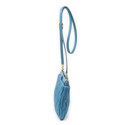 Miu Miu Frame Clutch Cross Belt Bag Blue Nappa Matelasse Leather — view 3