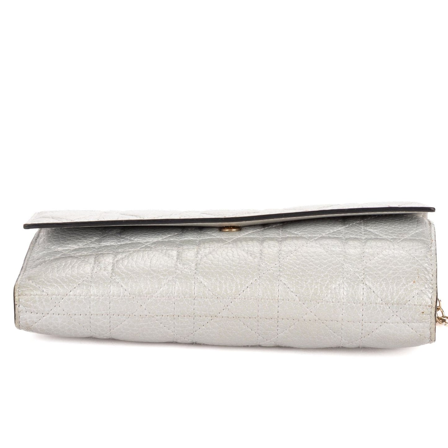 Dior Miss Dior Wallet on Chain Metallic Gray Cannage Lambskin Leather Shoulder — view 6