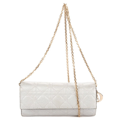 Dior Miss Dior Wallet on Chain Metallic Gray Cannage Lambskin Leather Shoulder