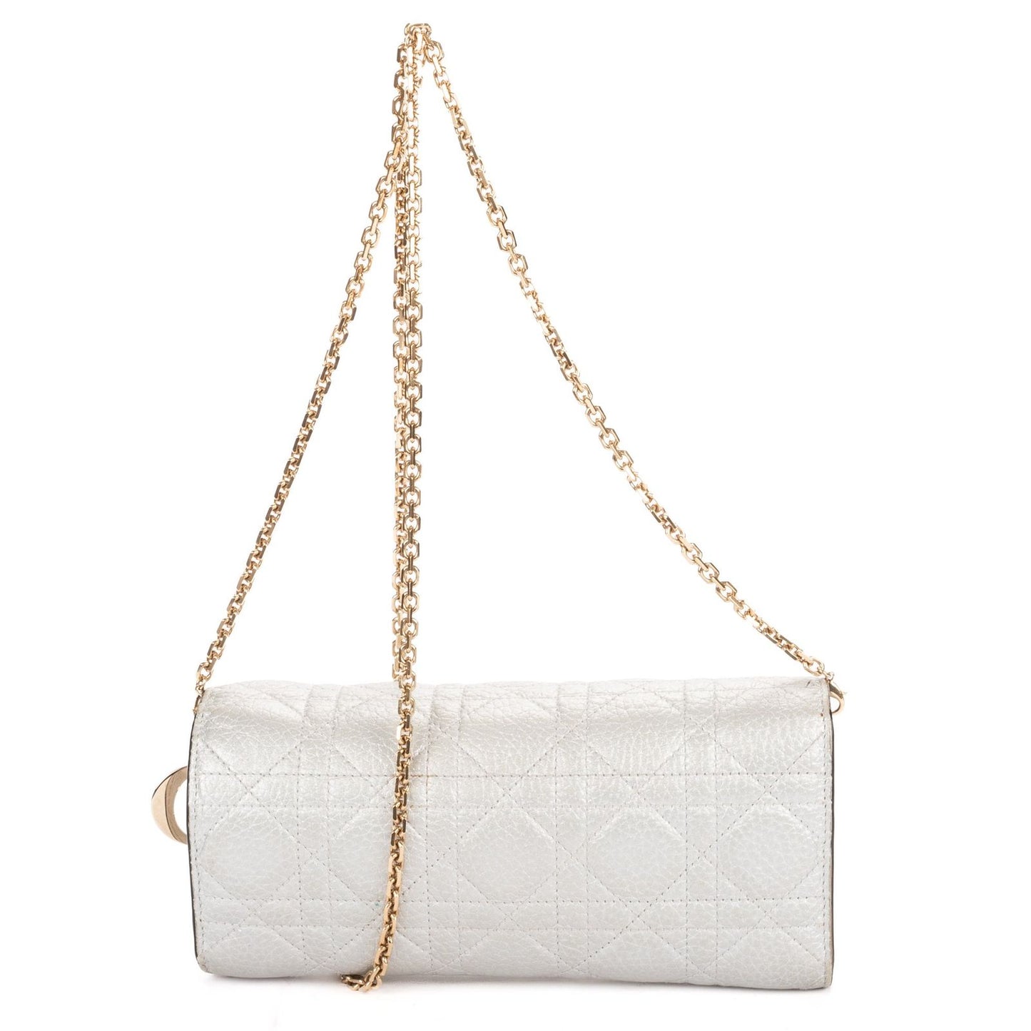 Dior Miss Dior Wallet on Chain Metallic Gray Cannage Lambskin Leather Shoulder — view 5