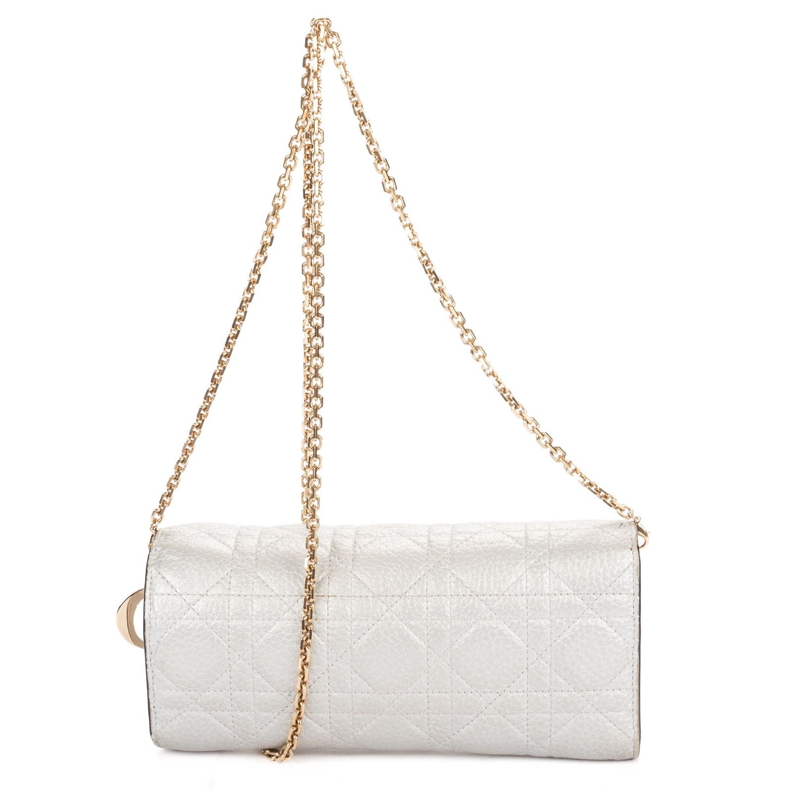 Dior Miss Dior Wallet on Chain Metallic Gray Cannage Lambskin Leather Shoulder — view 5