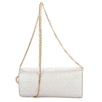 Dior Miss Dior Wallet on Chain Metallic Gray Cannage Lambskin Leather Shoulder — view 5