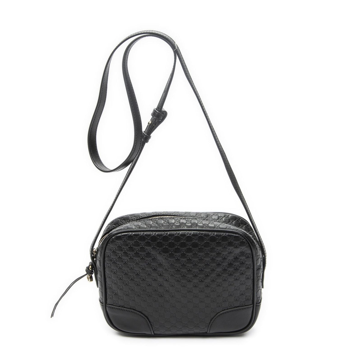 Gucci Bree Cross Belt Bag Black Micro Guccissima Leather