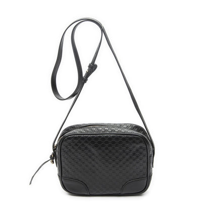 Gucci Bree Cross Belt Bag Black Micro Guccissima Leather